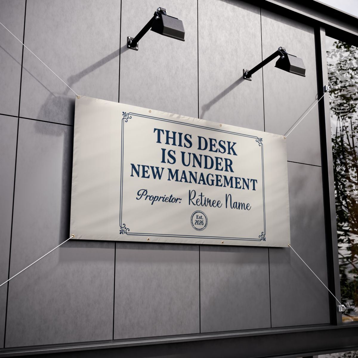 This Desk Under New Management Custom Large Vinyl Banner or Yard Sign - Retiree Gifts Retirement Party