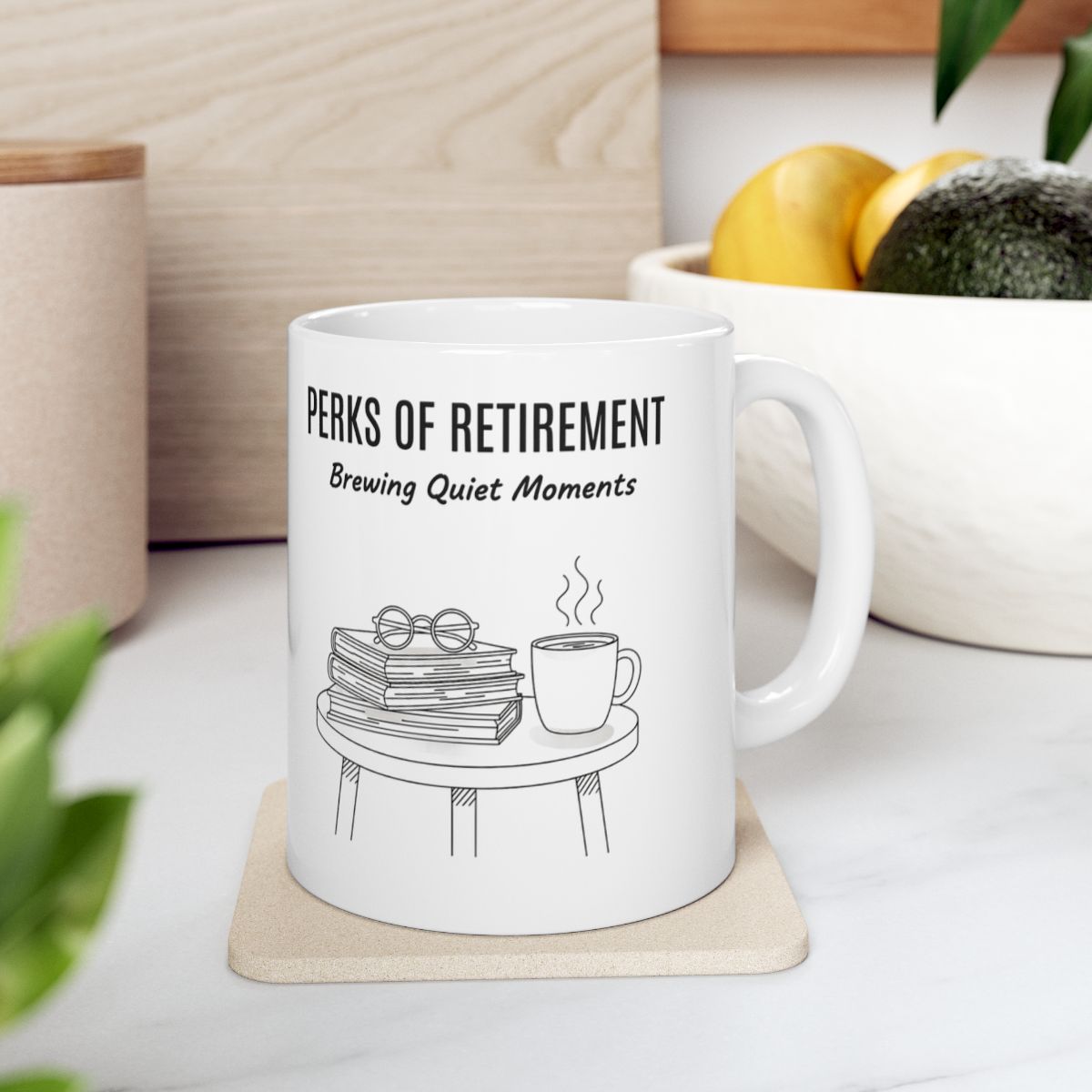 Perks of Retirement Brewing Quiet Moments mug