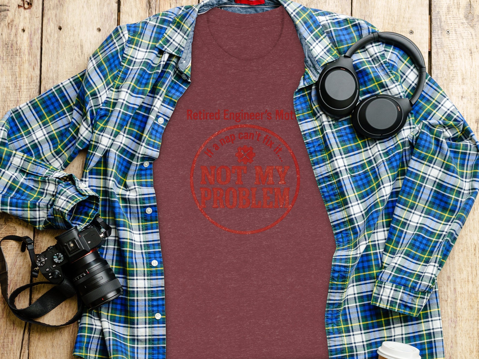 Retired Engineer's Motto If a Nap Can't Fix It | Not My Problem Dark Heaterh Color Bella T-Shirts - Retiree Gifts Retirement Party