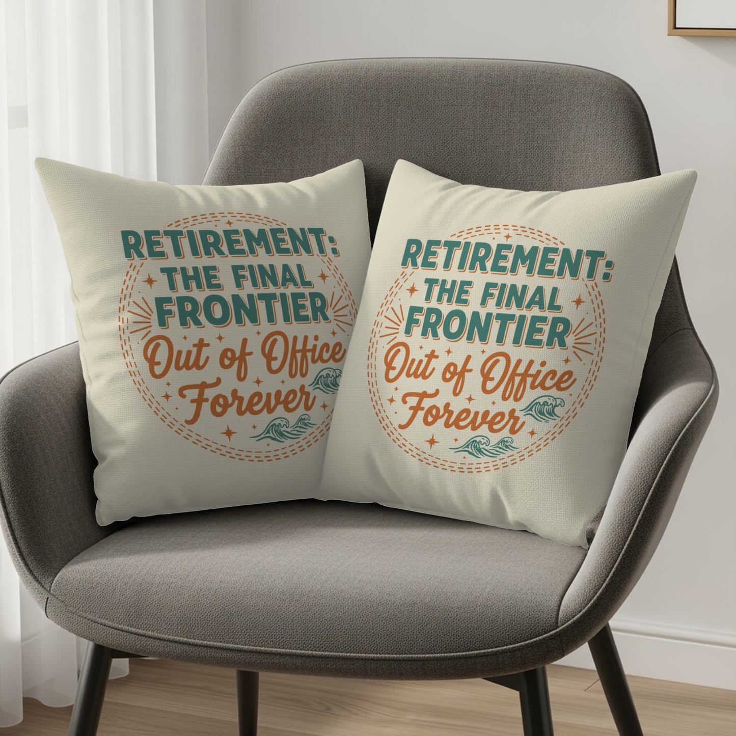 RETIREMENT: THE FINAL FRONTIER Out of Office Forever | Square Pillow - Retiree Gifts Retirement Party