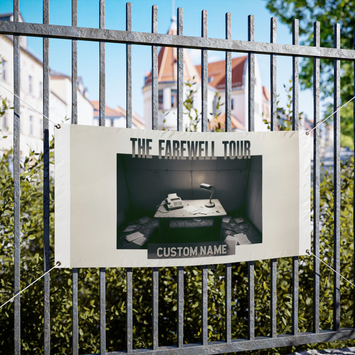 The Farewell Tour featuring Desk and Typewriter Vinyl Banner or Yard Sign - Retiree Gifts Retirement Party