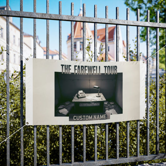The Farewell Tour featuring Desk and Typewriter Vinyl Banner or Yard Sign - Retiree Gifts Retirement Party