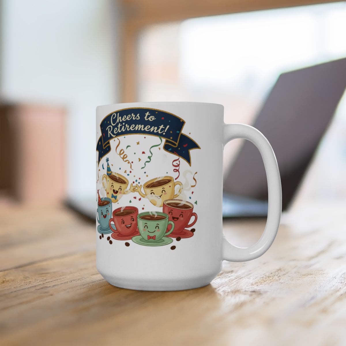 Cheers to Retirement Coffee Mug with Colorful Design