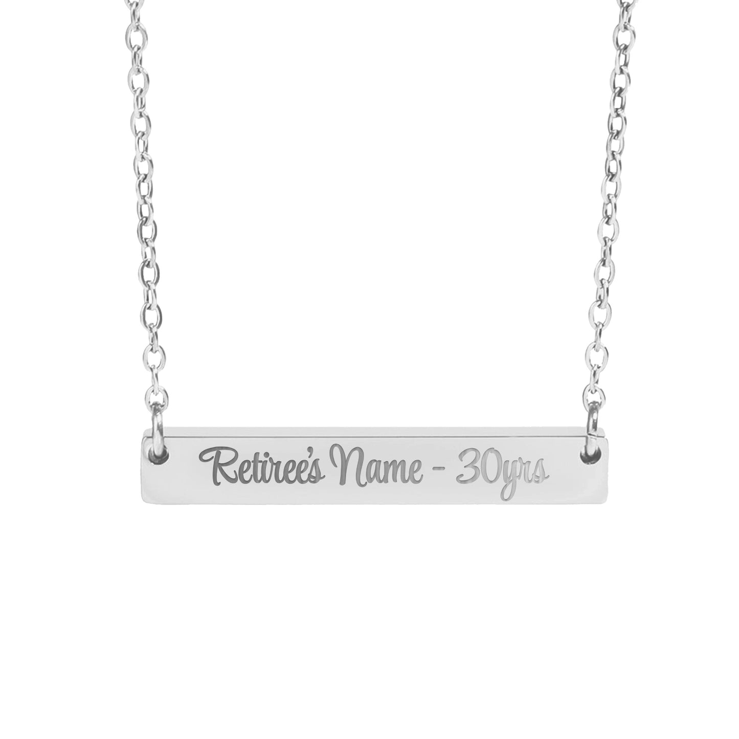 Personalized Retirement Name Bar Necklace Gift