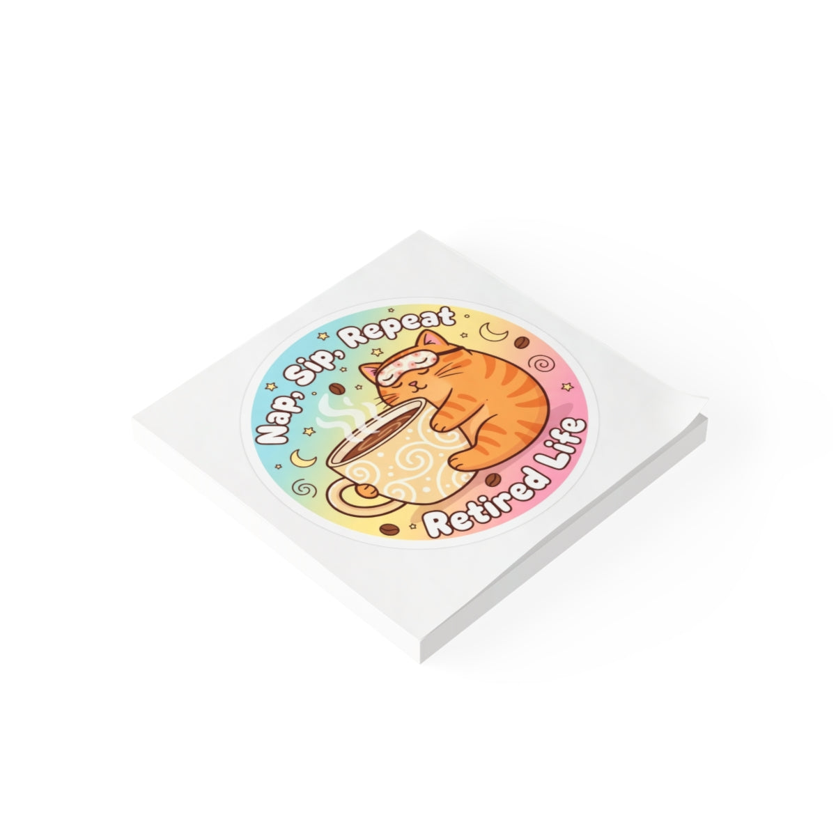 Nap Sip Repeat Retired Life Cat Design Sticker