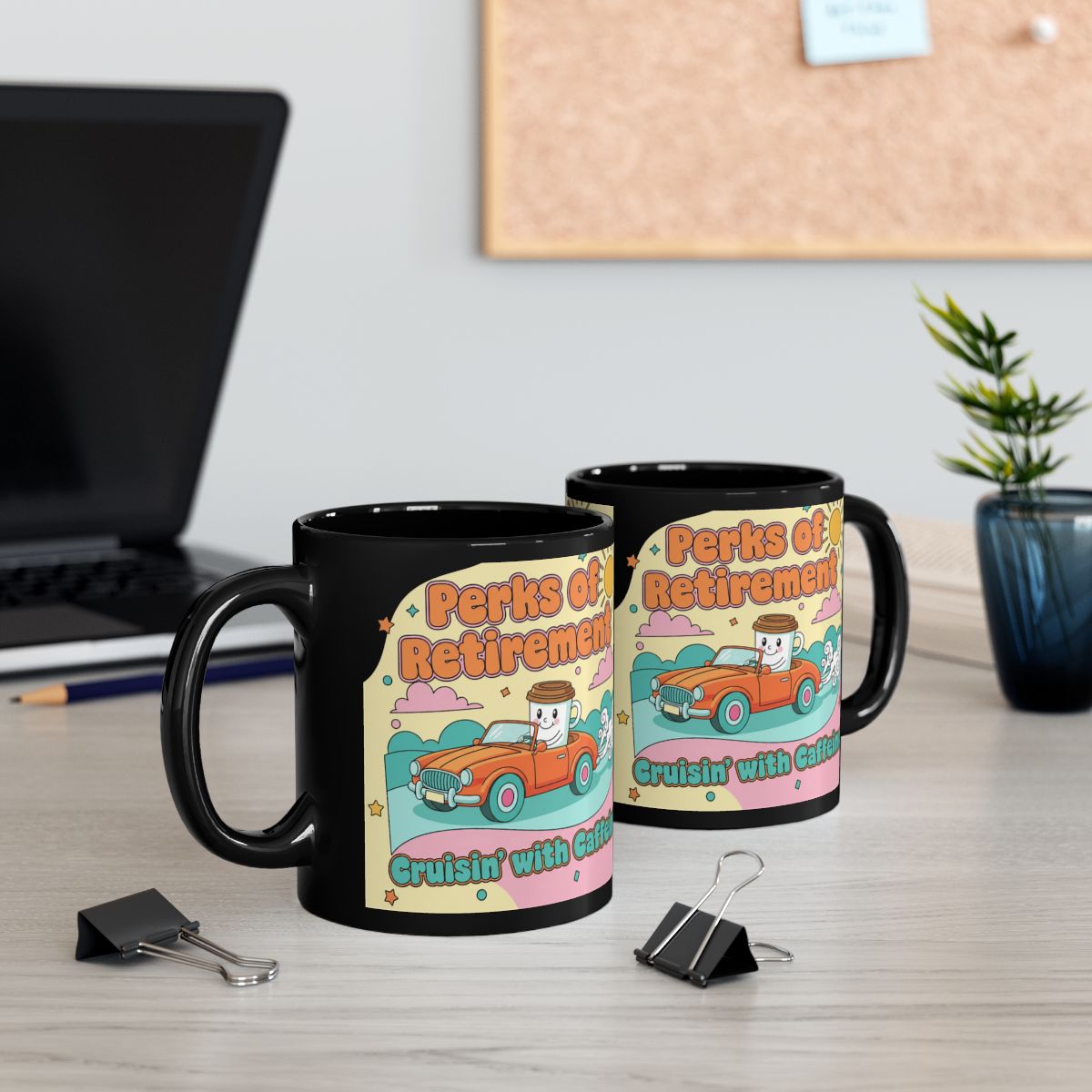 Perks of Retirement Cruisin' with Caddy mug