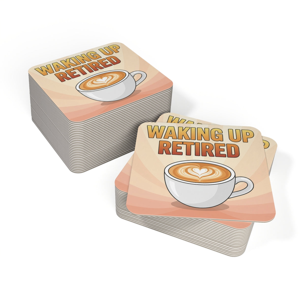 Waking Up Retired Coffee Cup Design Coaster Set