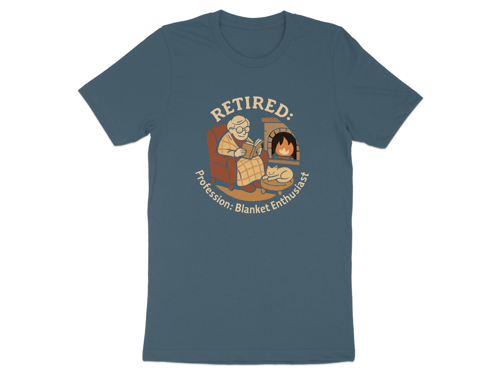 Retired: Profession: Blanket Enthusiast | Cozy Graphic | Dark Heaterh Color Bella T-Shirts - Retiree Gifts Retirement Party