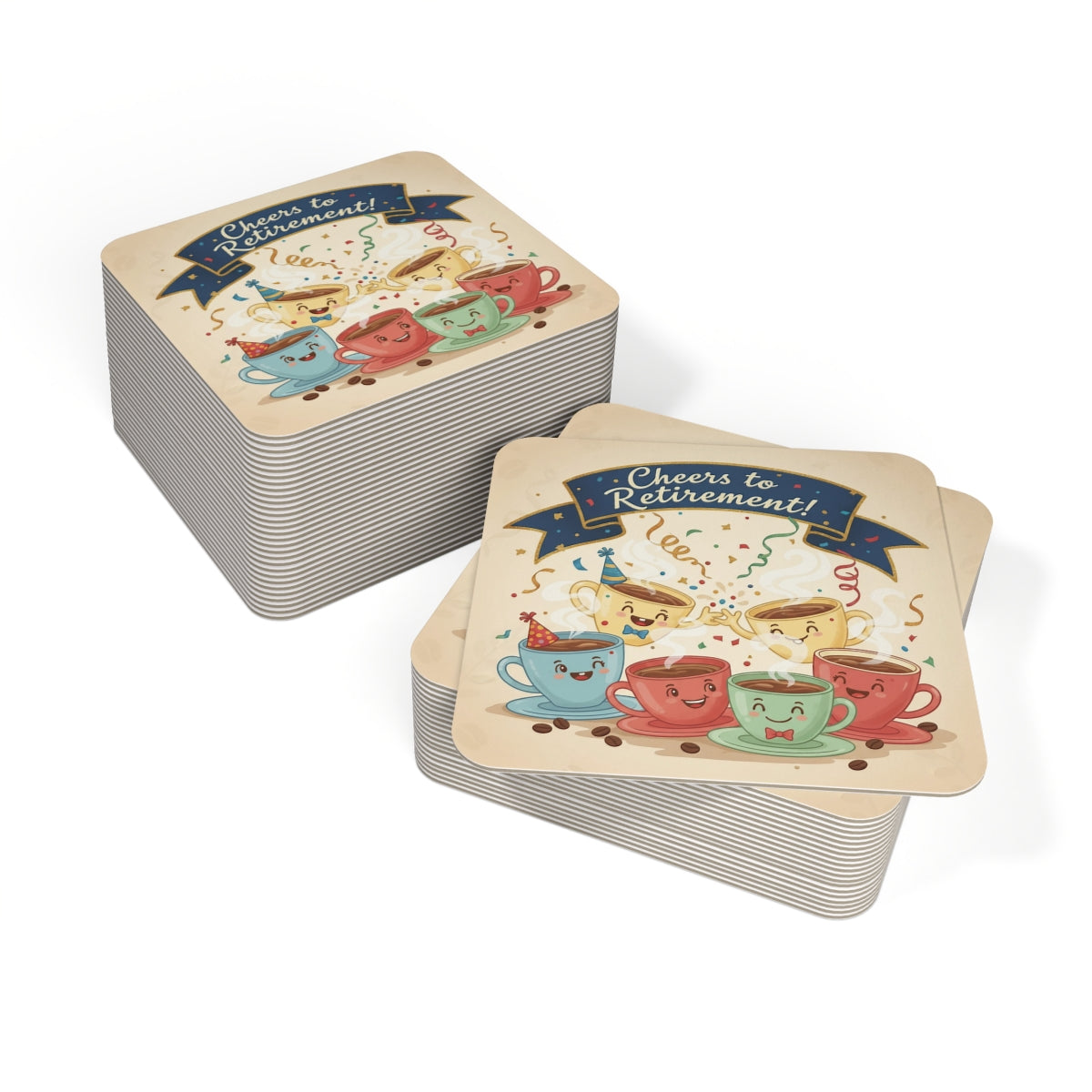 Cheers to Retirement Party Theme Coaster Set