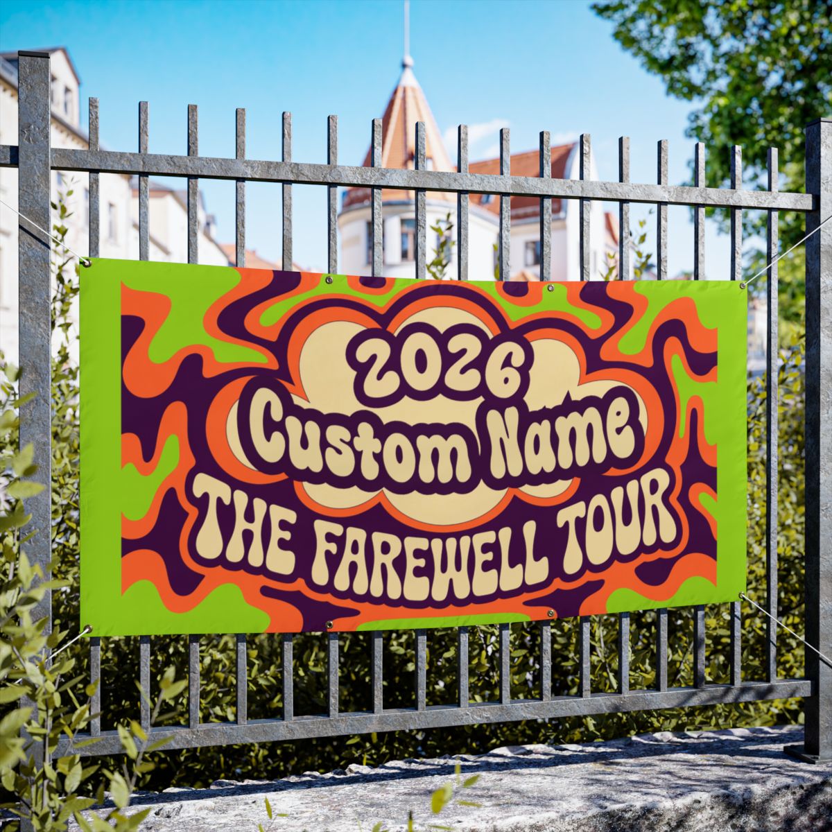 Psychedelic Farewell Tour Bold Retro Colors Vinyl Banner or Yard Sign - Retiree Gifts Retirement Party