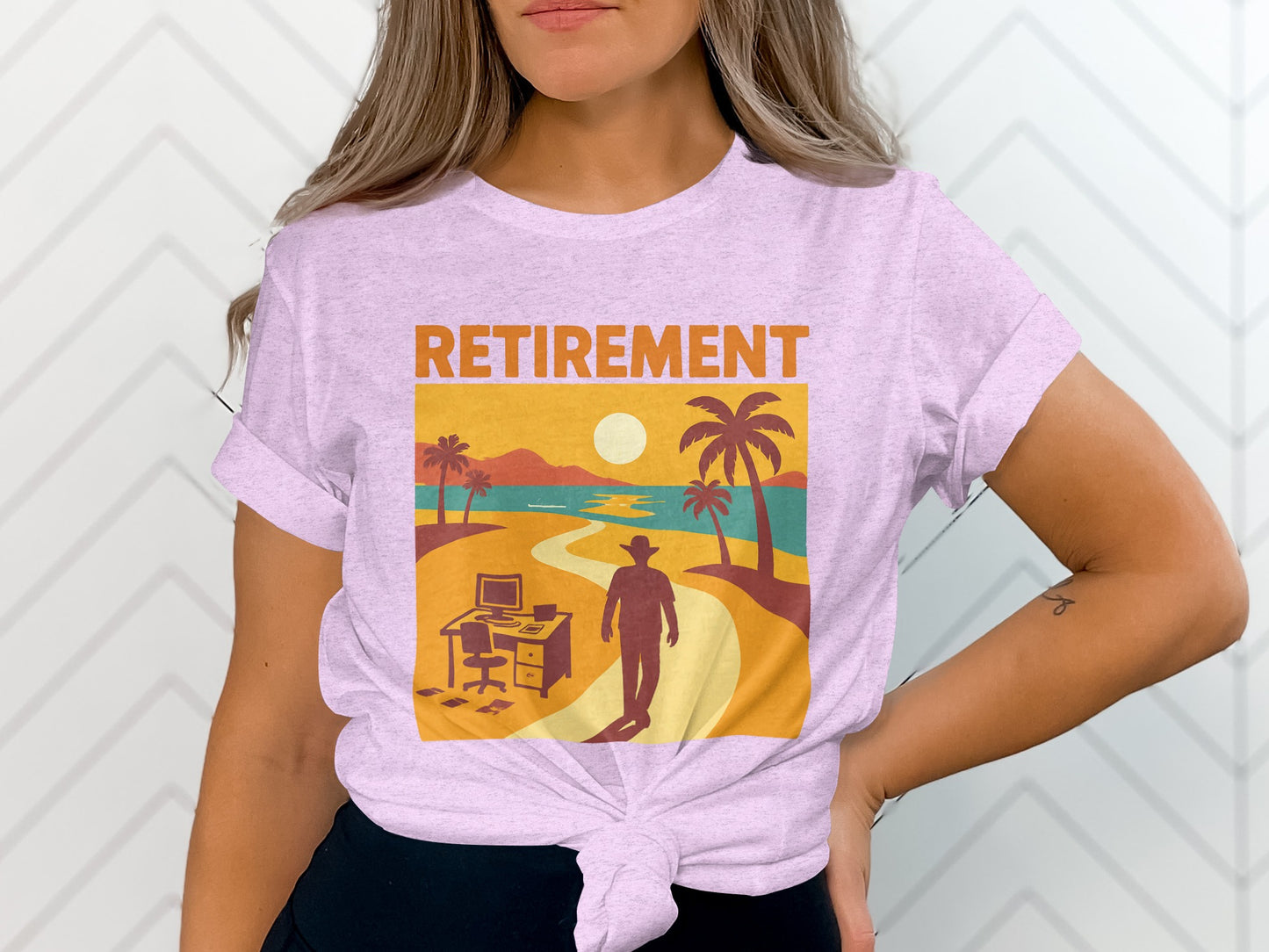 Retirement Graphic Design | A New Path Beckons | Soft Color Bella T-Shirts - Retiree Gifts Retirement Party