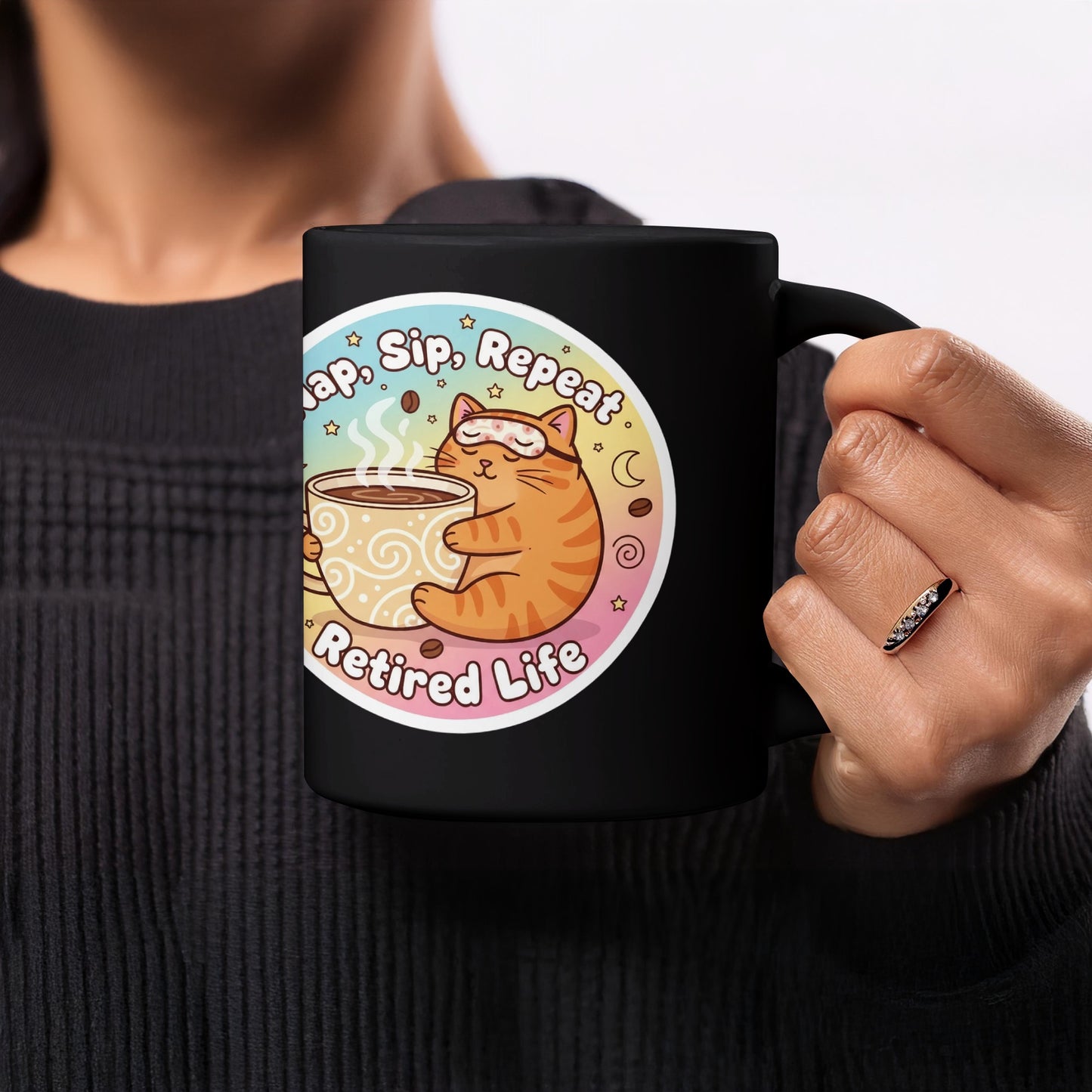 Nap Sip Repeat Retired Life Cat Mug Coffee Lover