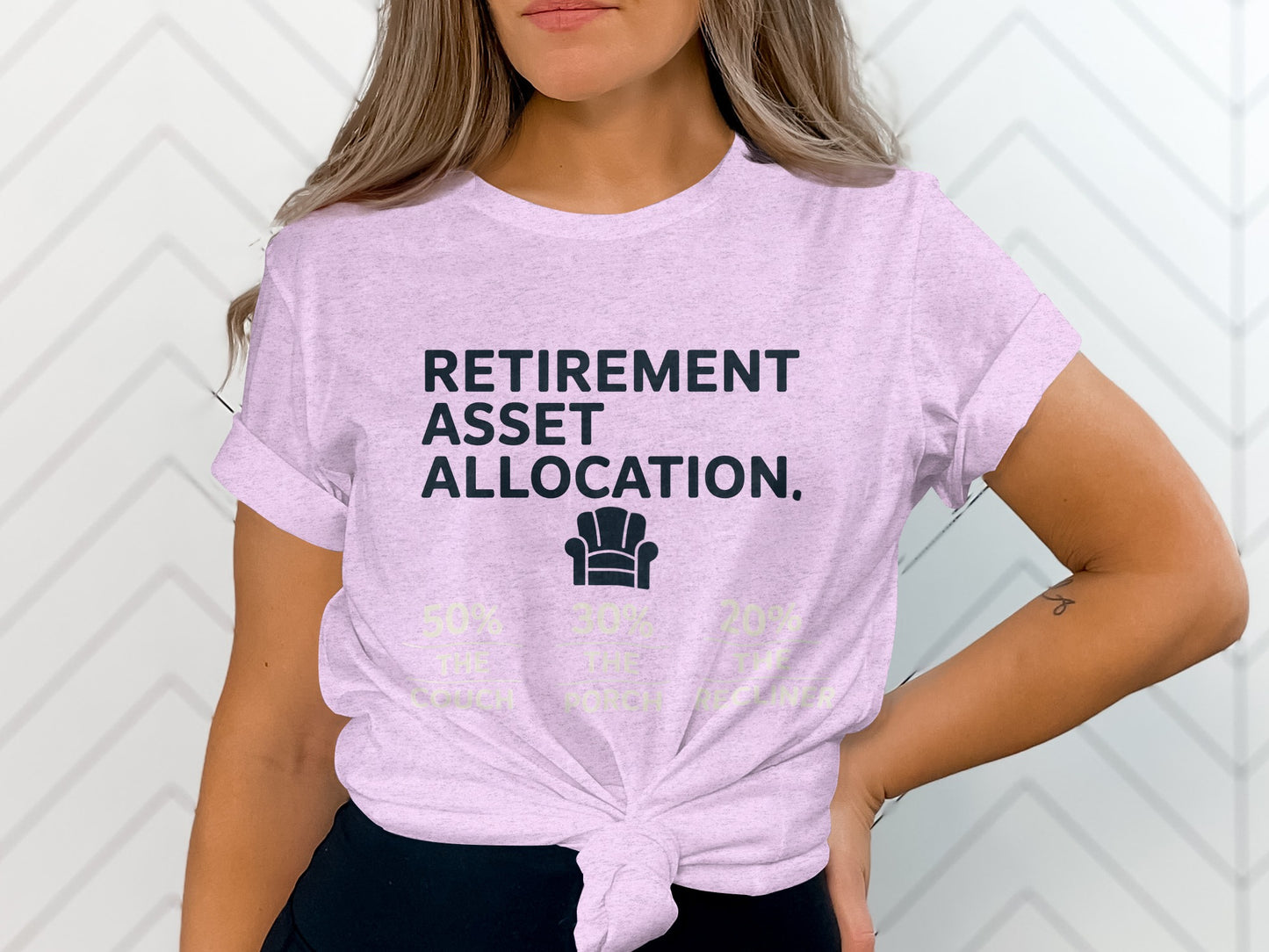 Retirement Asset Allocation 50% Couch 30% Porch | Relax | Graphic Soft Color Bella T-Shirts - Retiree Gifts Retirement Party