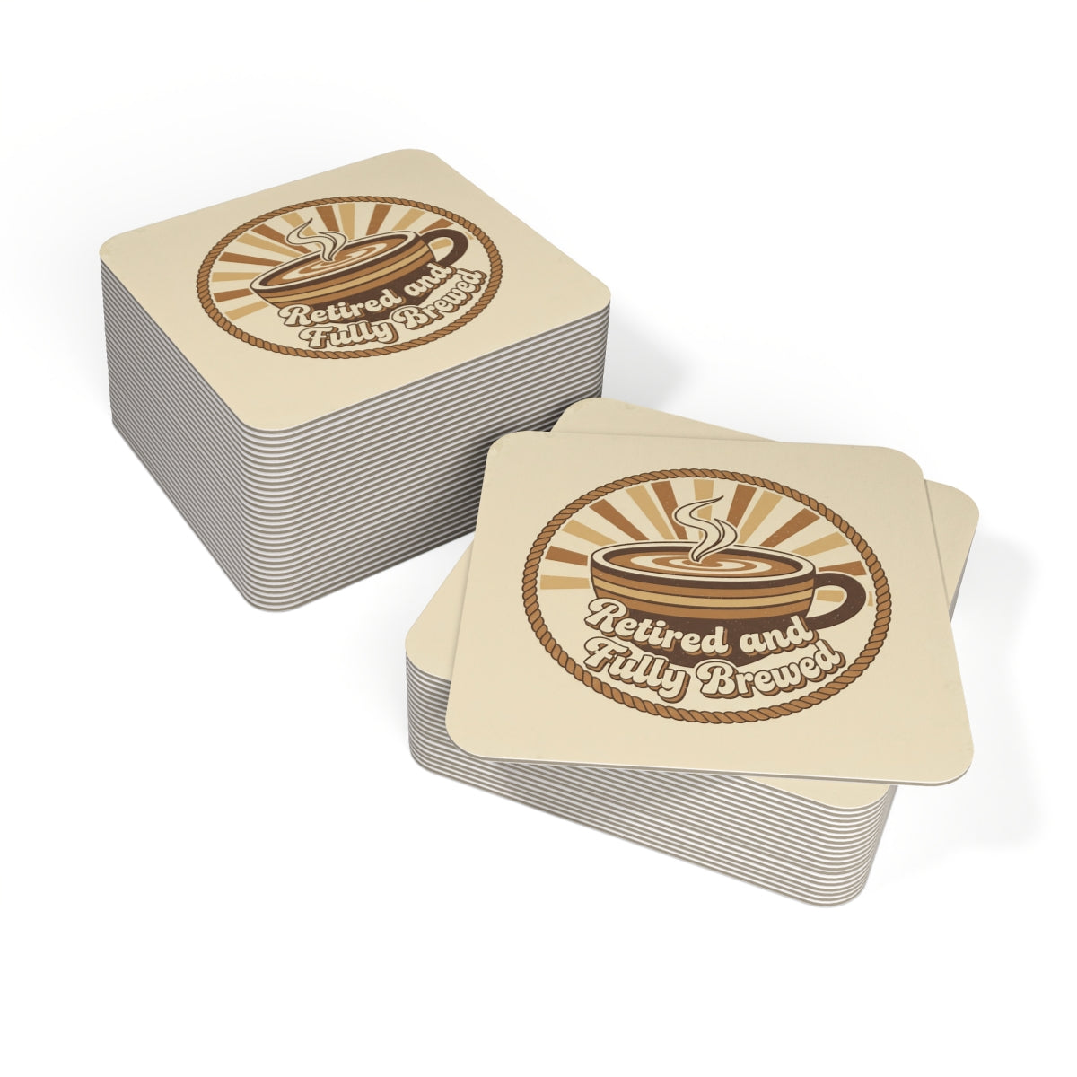 Retired and Fully Brewed Coaster Set for Coffee Lovers