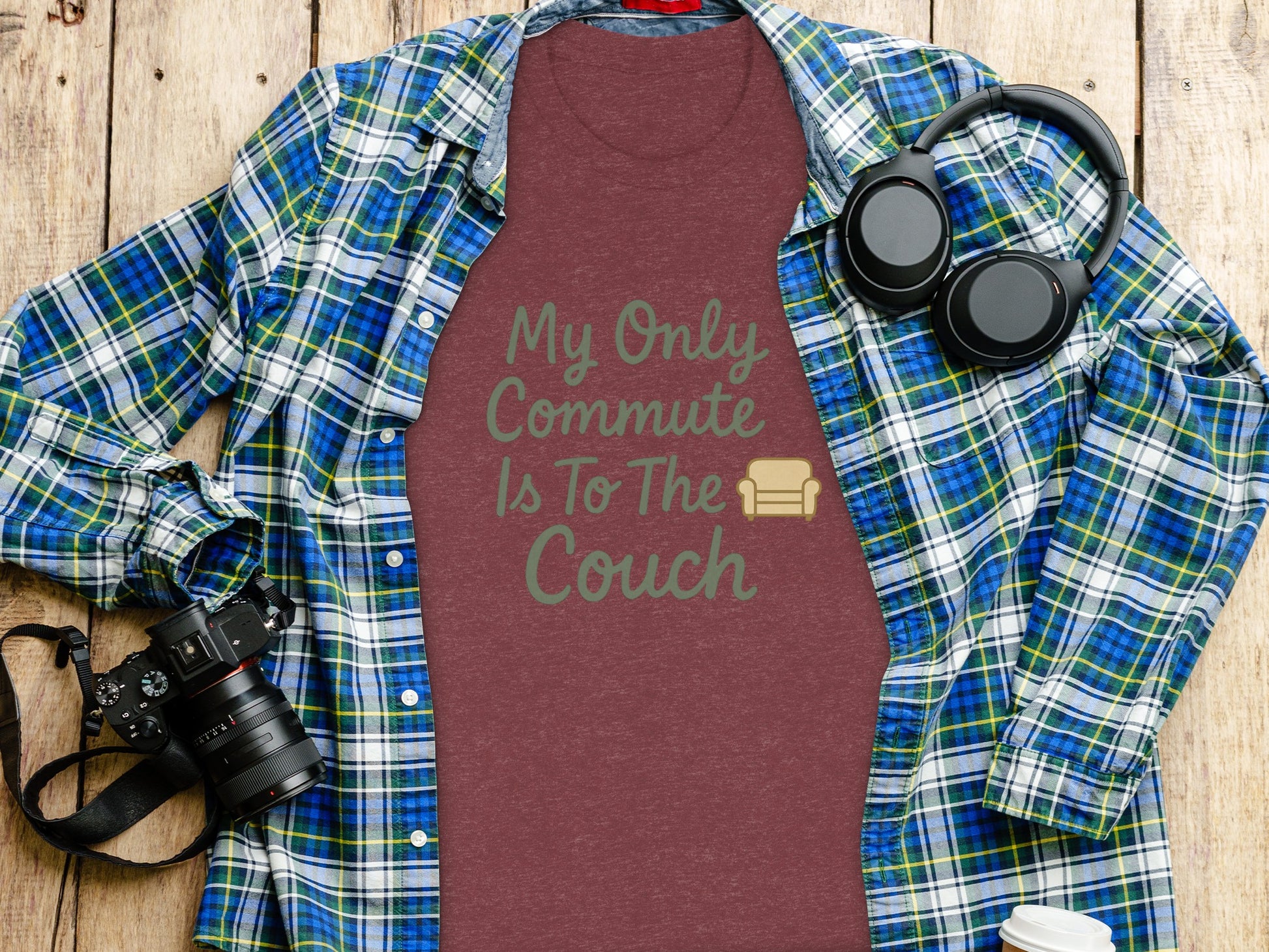 My Only Commute Is To The Couch | Dark Heather Color Bella T-Shirts - Retiree Gifts Retirement Party
