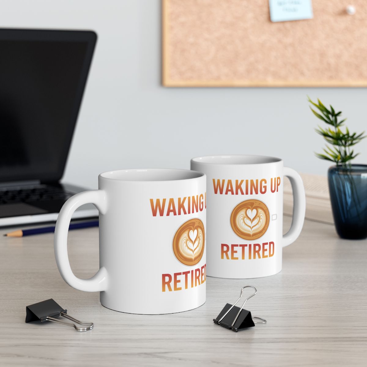 Waking Up Retired Coffee Mugs with Heart Latte Art