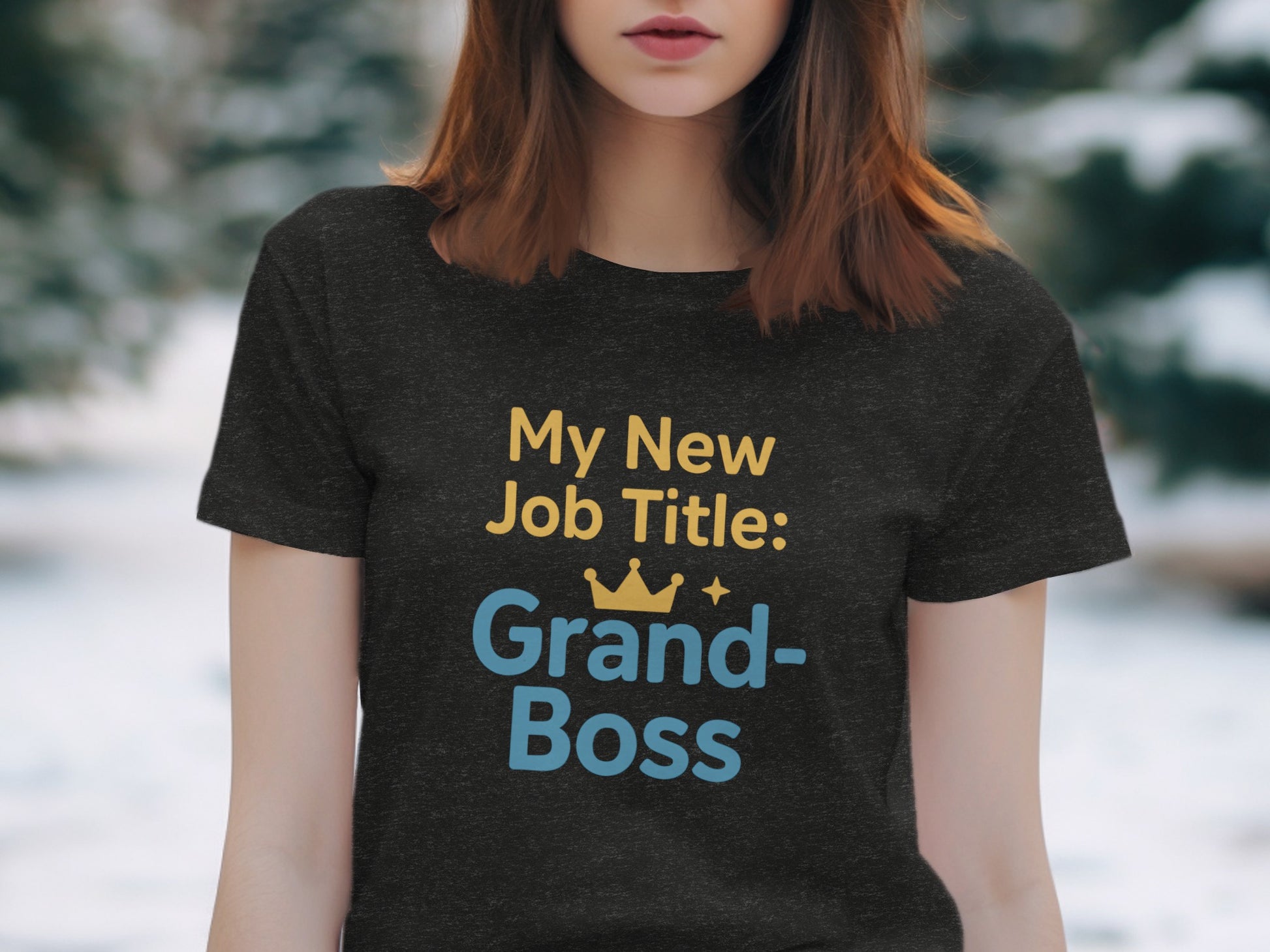 My New Job Title Grand Boss | Dark Heaterh Color Bella T-Shirts - Retiree Gifts Retirement Party