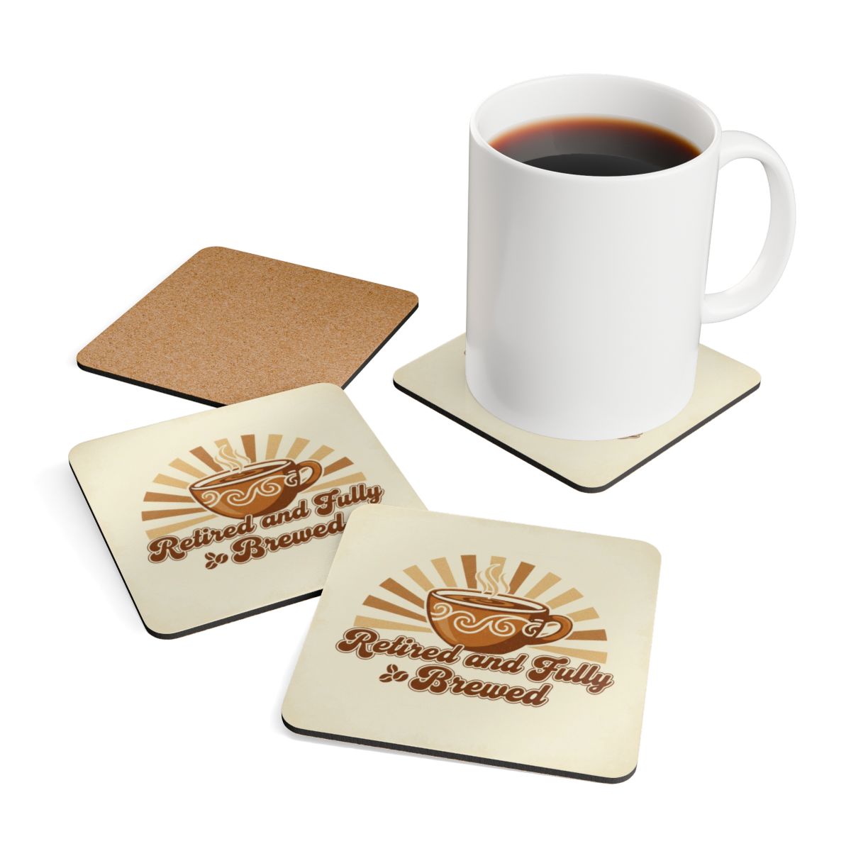 Retired and Fully Brewed Coffee Coasters Set