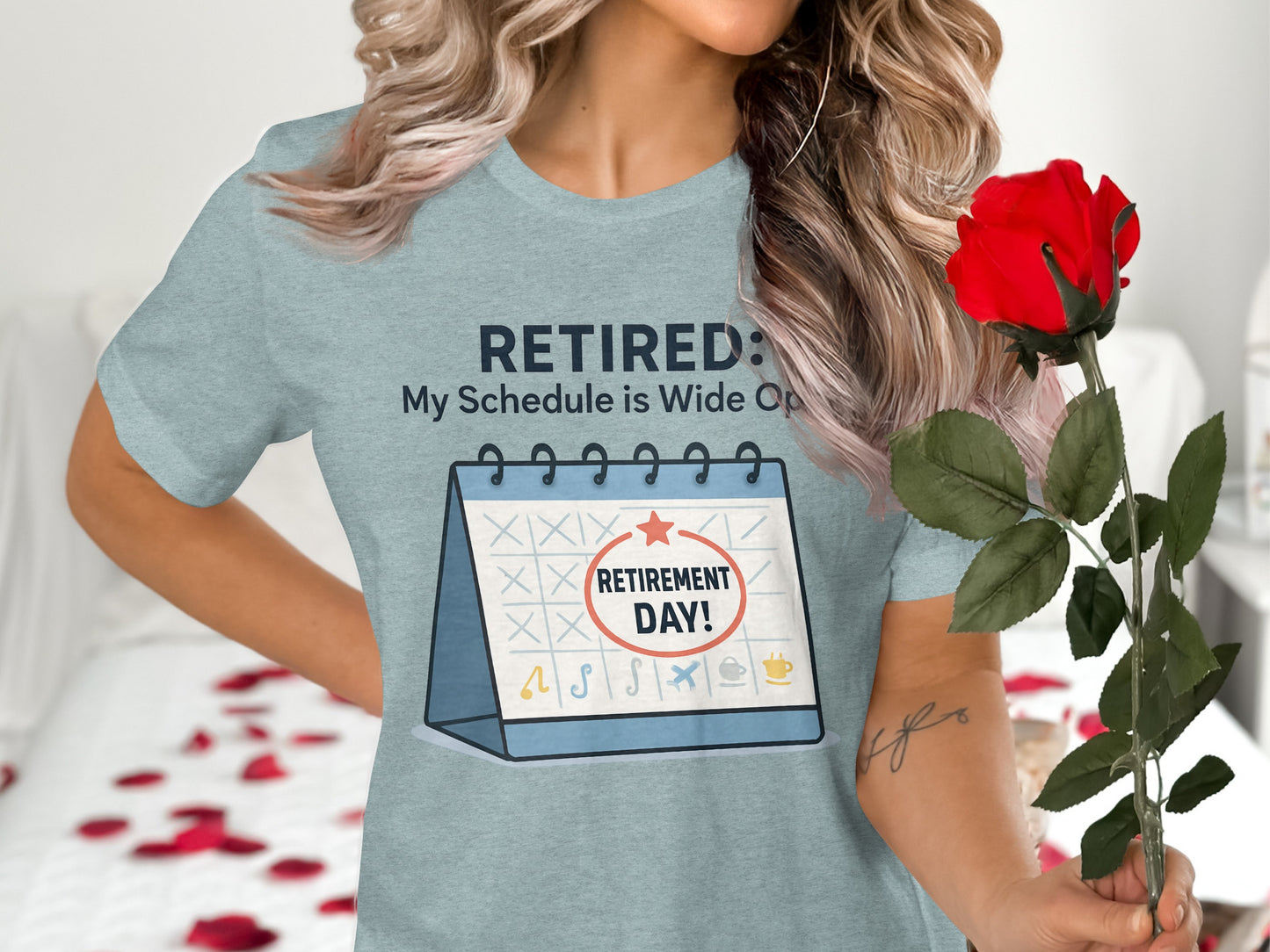 Retired My Schedule is Wide Open | Retirement Day | Celebrate retirement with personalized Soft Color Bella T-Shirts - Retiree Gifts Retirement Party