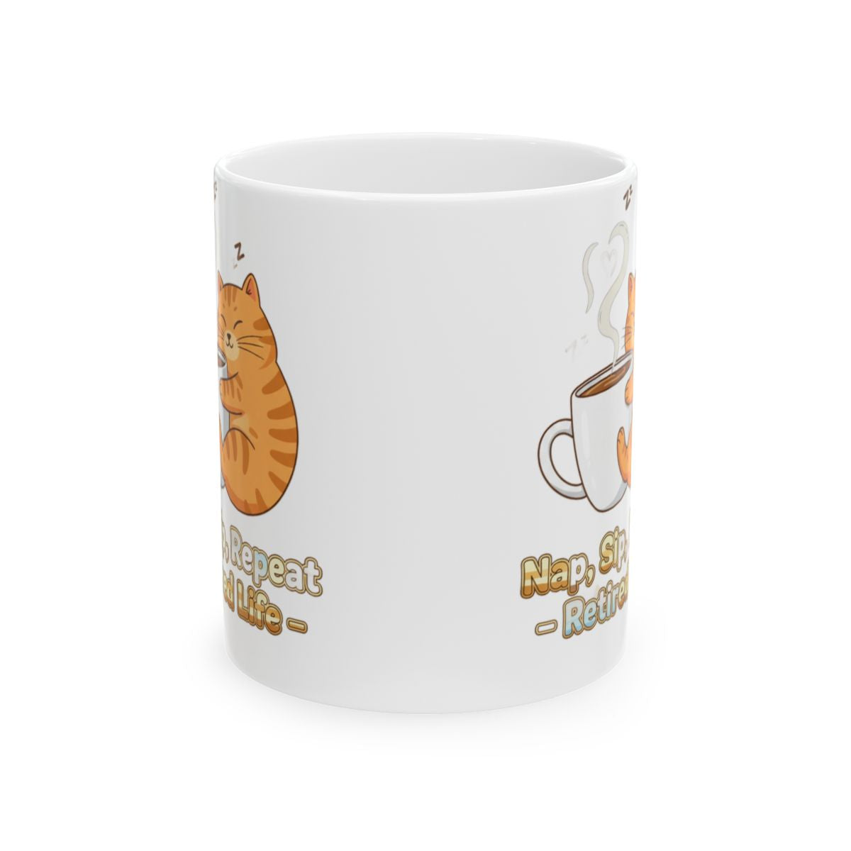 Relaxing Cat Art Nap Sip Repeat Coffee Drinking Mug