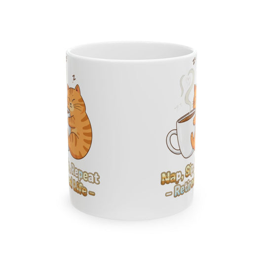 Relaxing Cat Art Nap Sip Repeat Coffee Drinking Mug