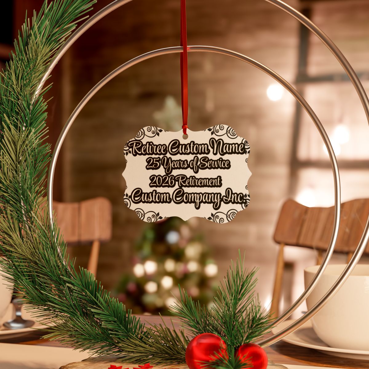 Custom Name 25 Years of Service Retirement Ornament