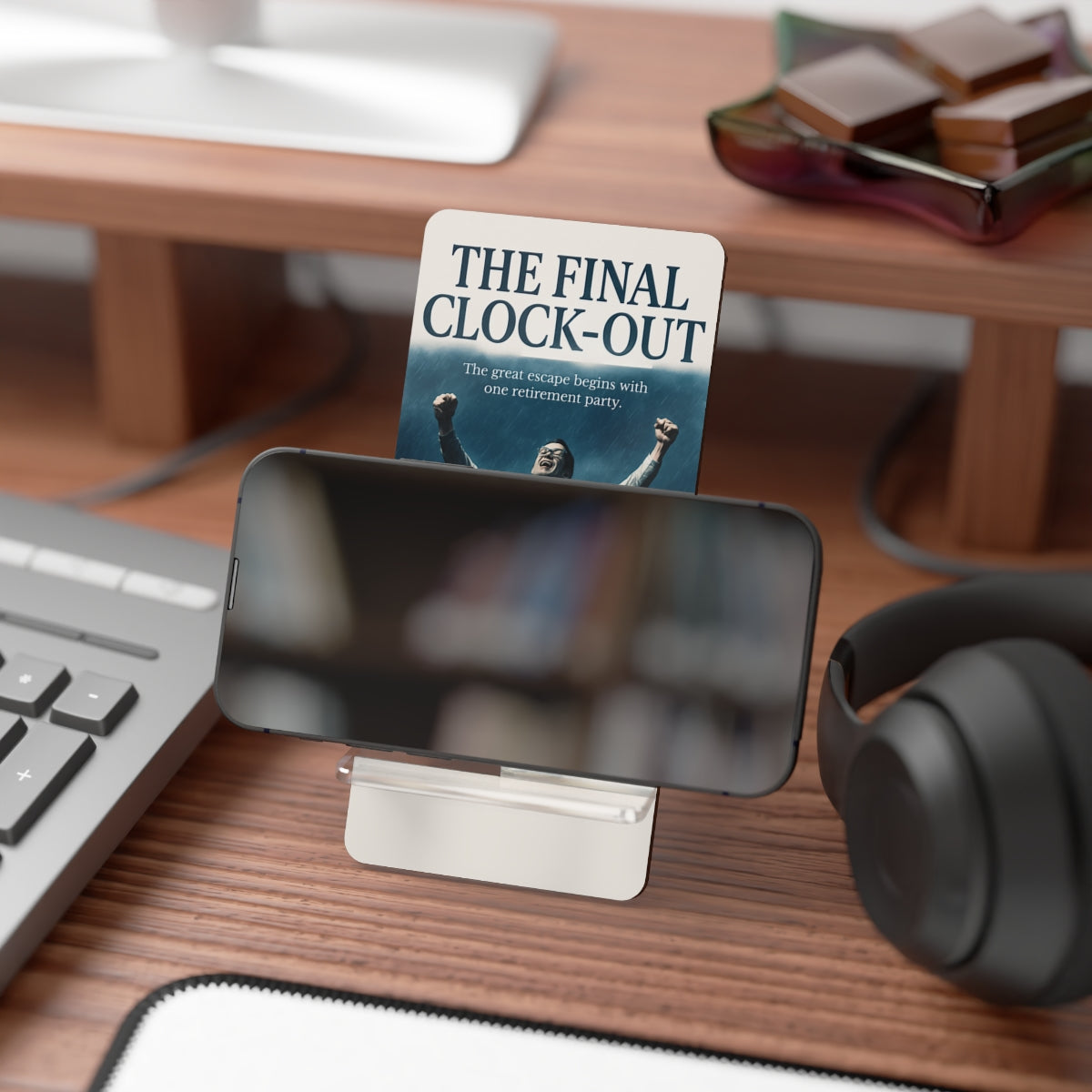 The Final Clock-Out | Great Escape Begins With Retirement Party | Personalized Mobile Phone Display Stand - Retiree Gifts Retirement Party