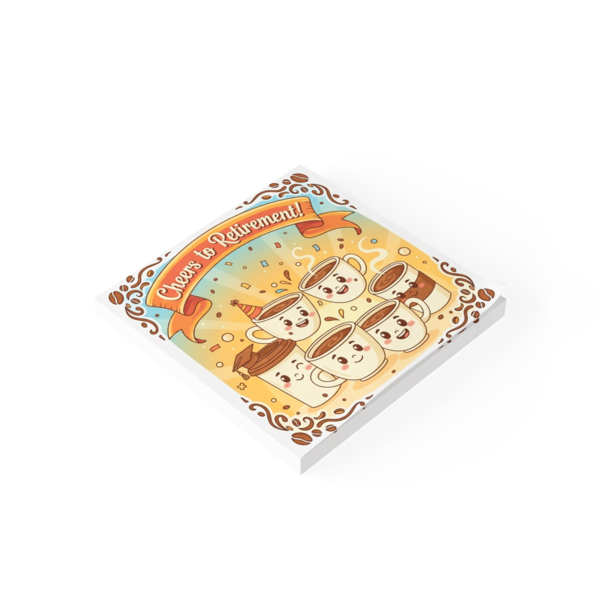 Cheerful Cartoon Cups Retirement Celebration Canvas