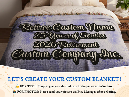 Butterfly Design Personalized Retirement Throw Blanket With Custom Names and Business Logo Personalized Woven Blankets - RetireeGifts