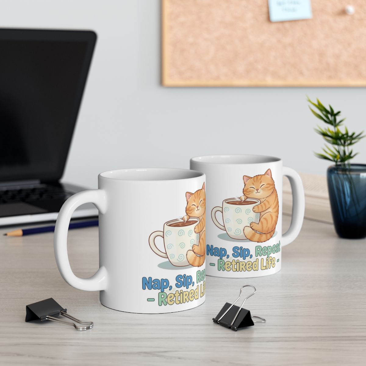 Nap Sip Repeat Retired Life Cat Design Mug