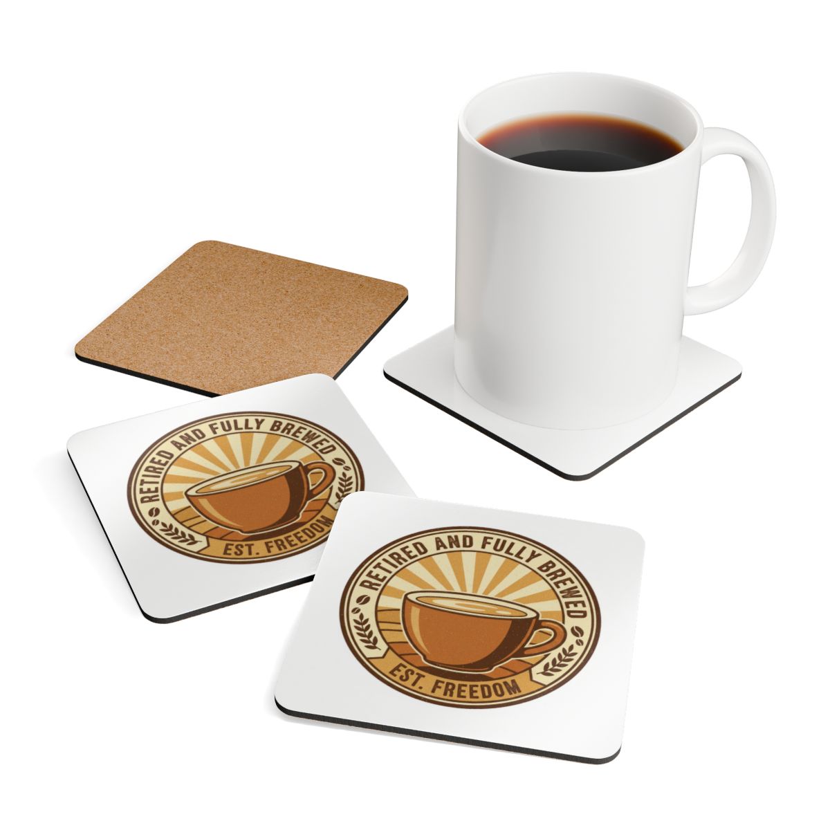 Retired and Fully Brewed Decorative Coaster Set