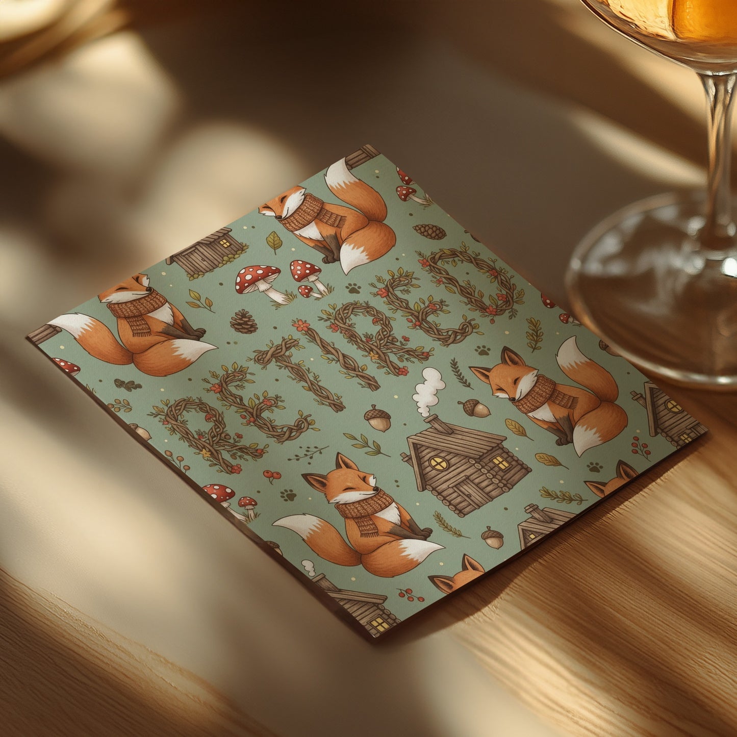 Cozy Forest Retired Themed Card for Fox Enthusiasts