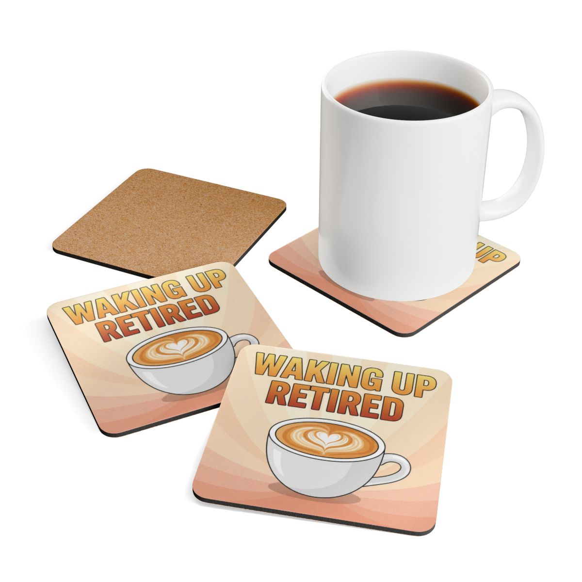 Waking Up Retired Printed Coasters Set for Home Decor