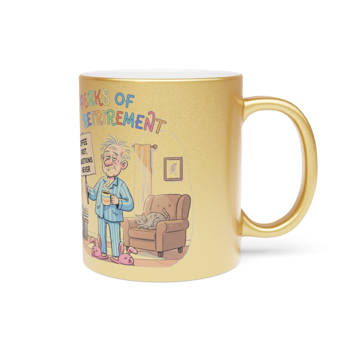 Humorous Retirement Cartoon Illustrated Coffee Mug
