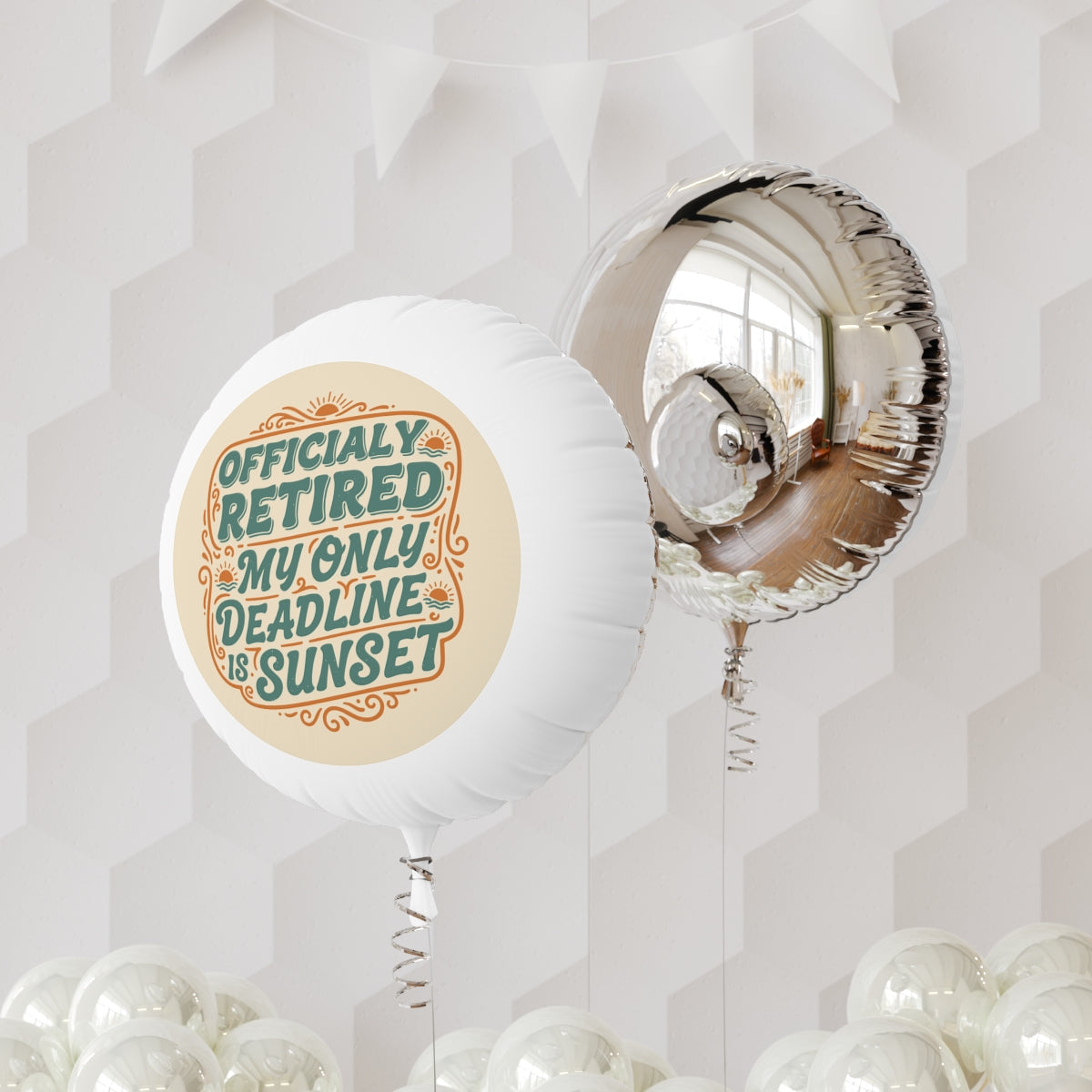 Officially Retired My Only Deadline Is Sunset | Retirement Celebration | This is a 11in or 22in Mylar Ballon - Retiree Gifts Retirement Party