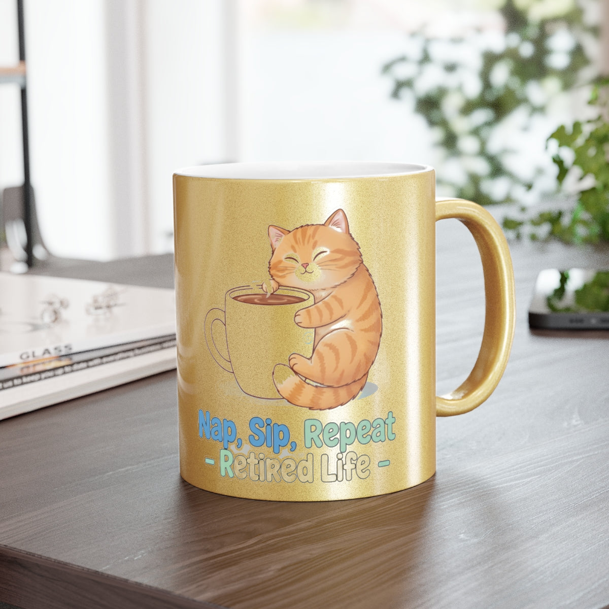 Nap Sip Repeat Retired Life Cute Cat Mug
