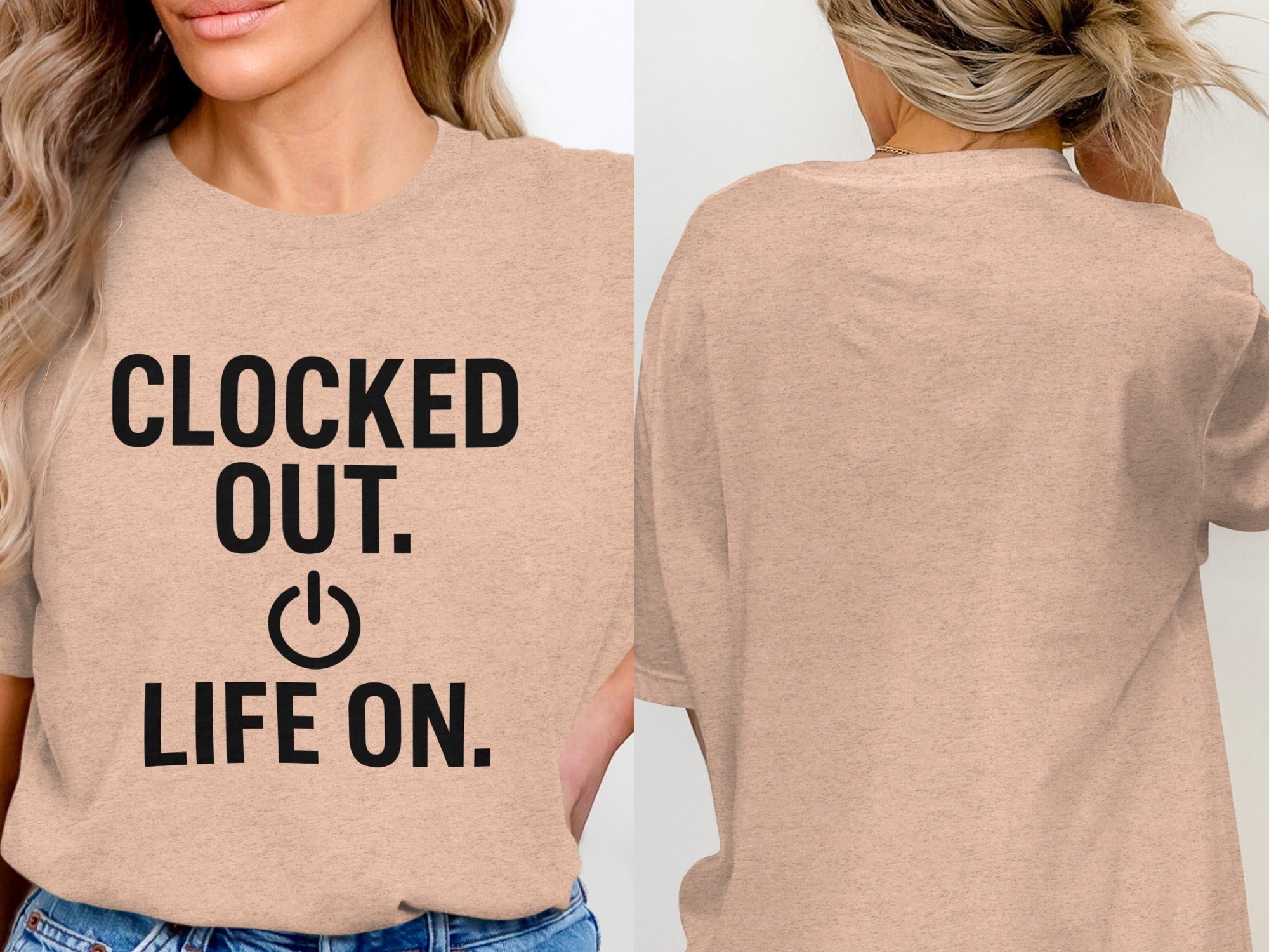 Clocked Out. | Life On. | Retirement Celebration Soft Color Bella T-Shirts - Retiree Gifts Retirement Party
