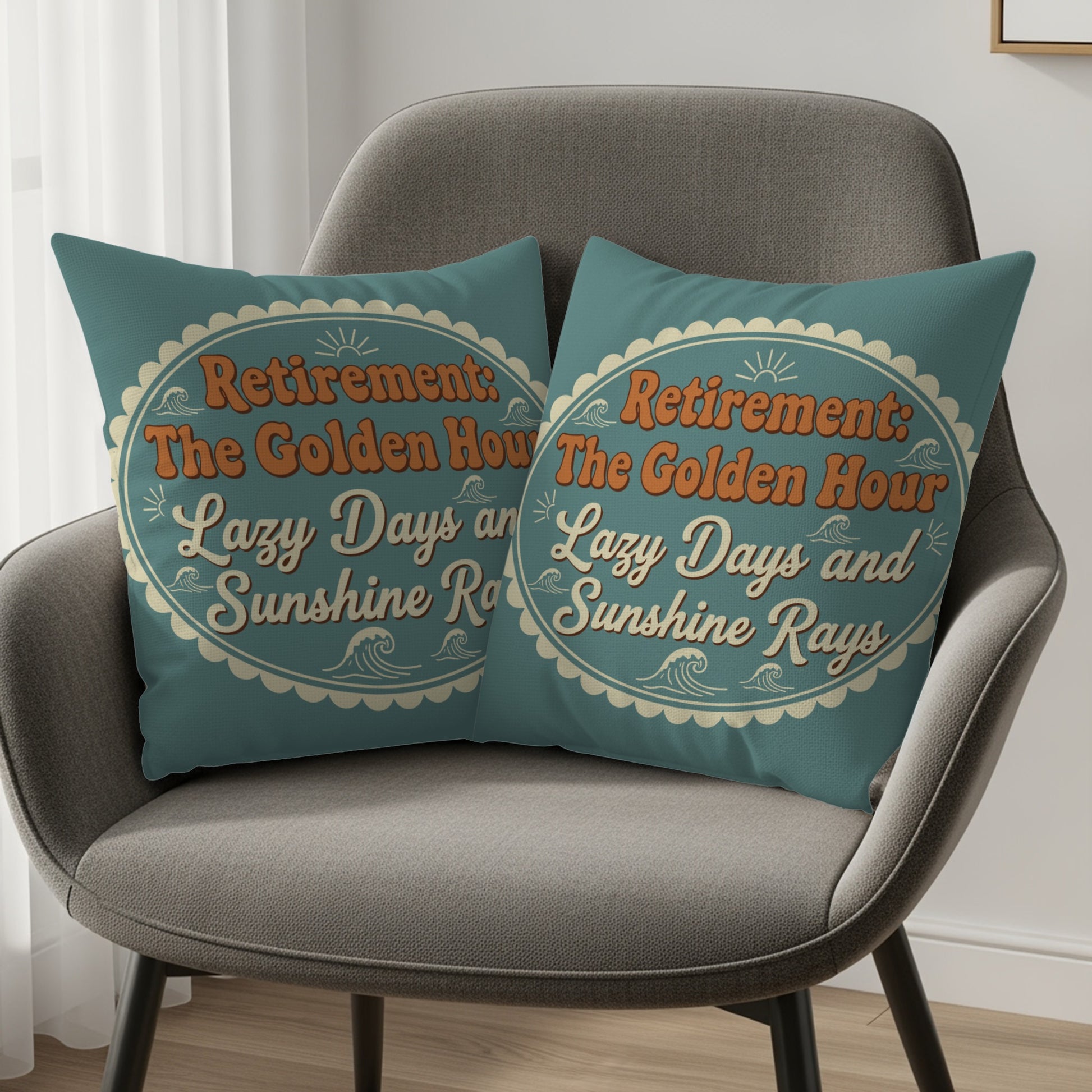 Retirement The Golden Hour Lazy Days Sunshine Rays | Pillows & Pillow Cases - Retiree Gifts Retirement Party