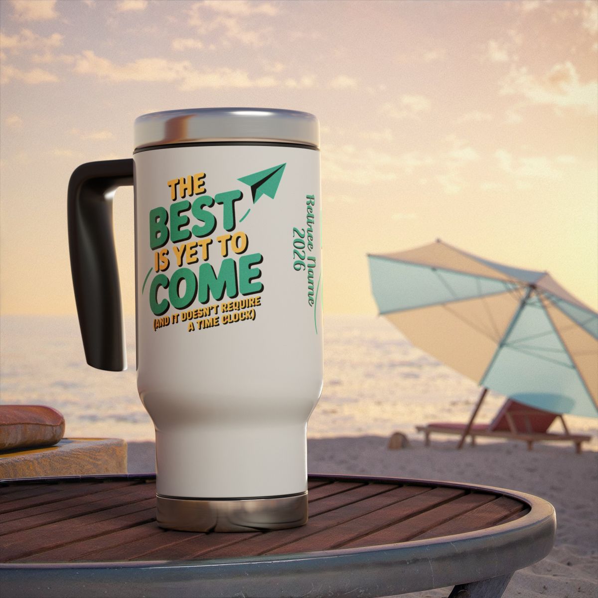 Personalized Retirement Travel Mug (Tumbler) – “Personalized Graduation Travel For Gift” - Retiree Gifts Retirement Party