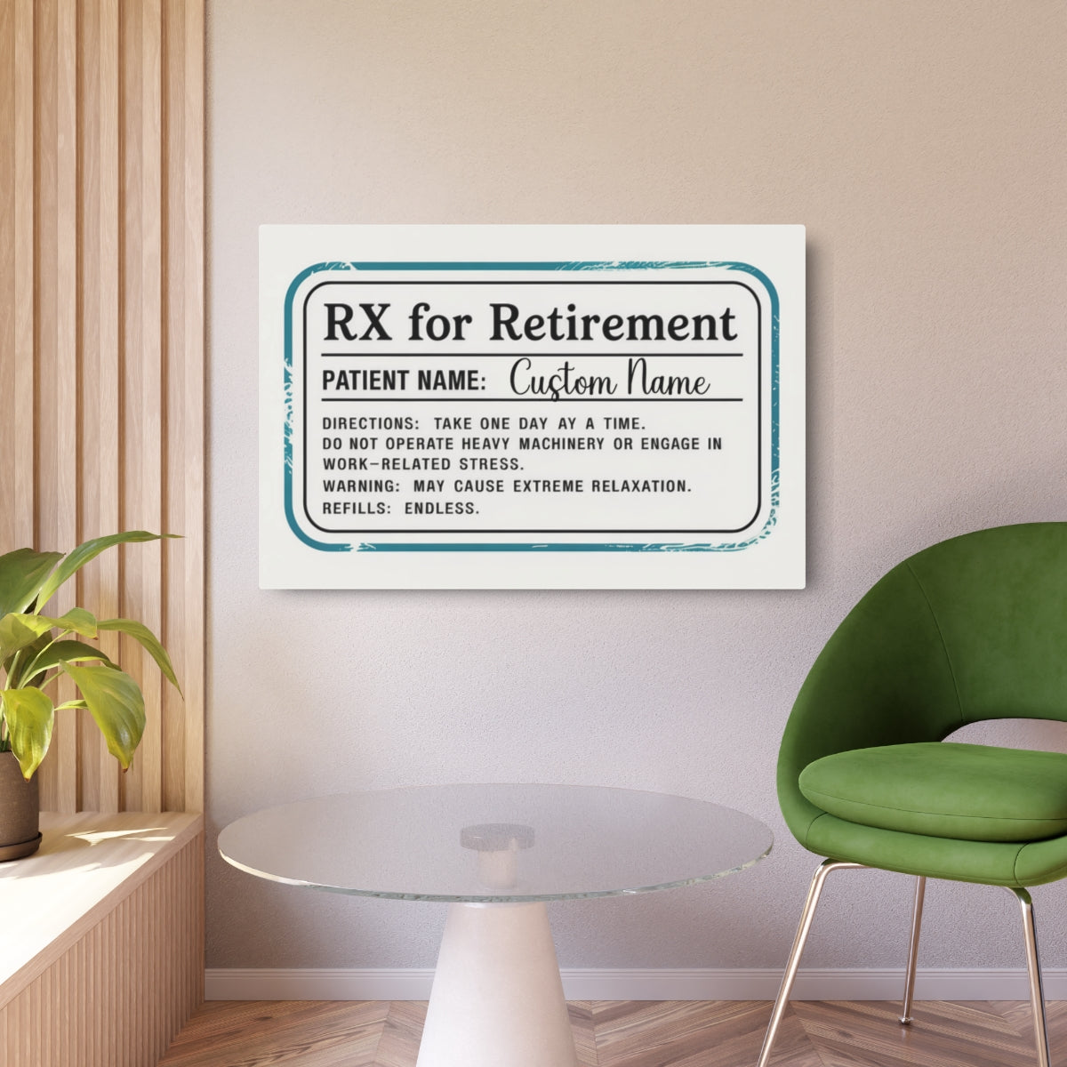 Personalized RX for Retirement Fun Gift Metal Art Sign - Retiree Gifts Retirement Party