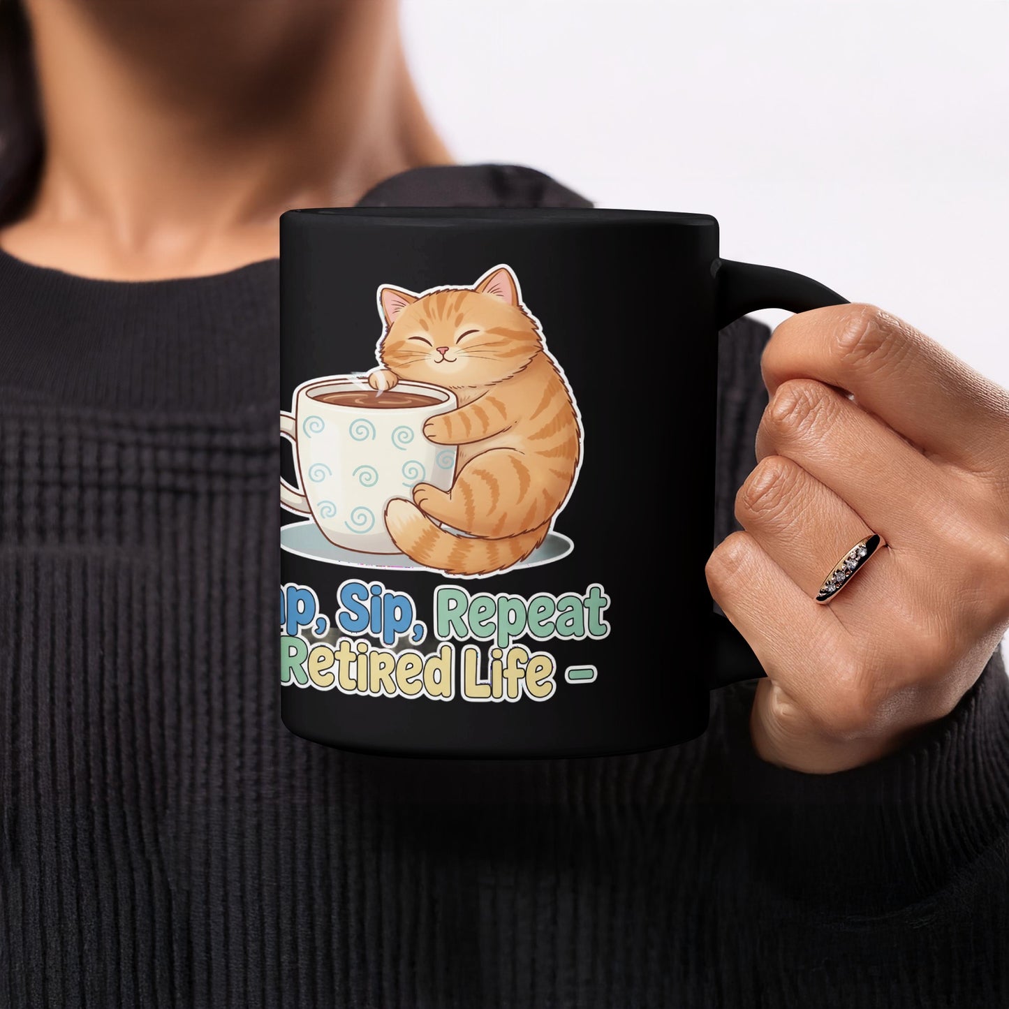 Sip Sip Repeat Retired Life Cat Coffee Mug
