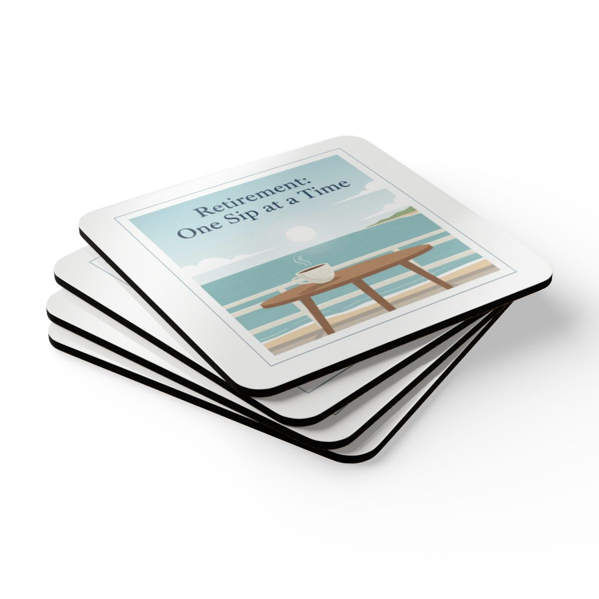 Retirement One Sip at a Time Coastal Scene Coasters