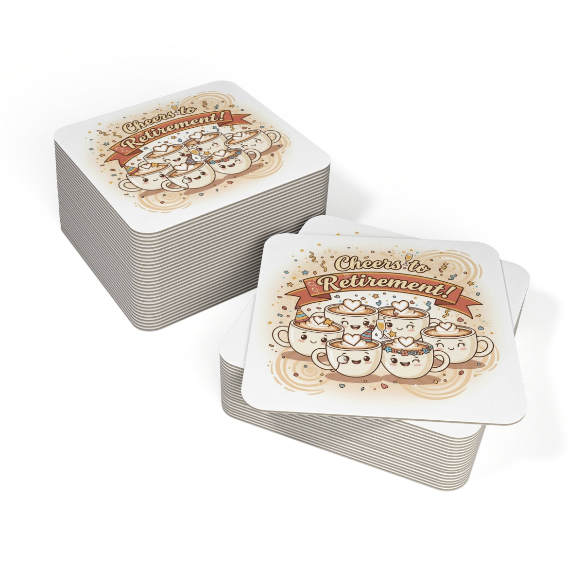 Cheers to Retirement Cat Party Square Coasters