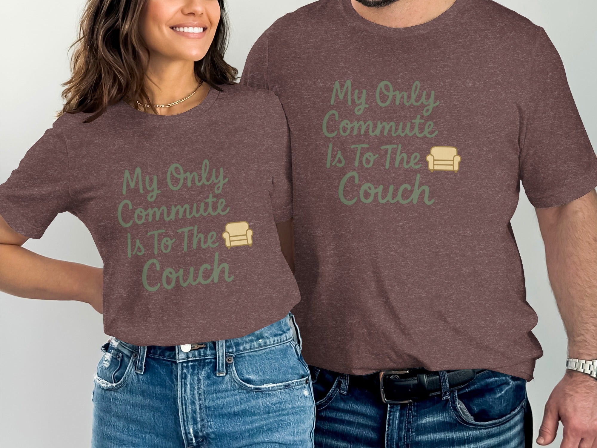 My Only Commute Is To The Couch | Dark Heather Color Bella T-Shirts - Retiree Gifts Retirement Party
