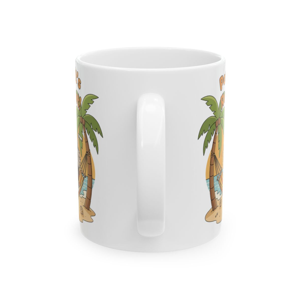 Tropical Palm Tree and Surfboards Beach Mug