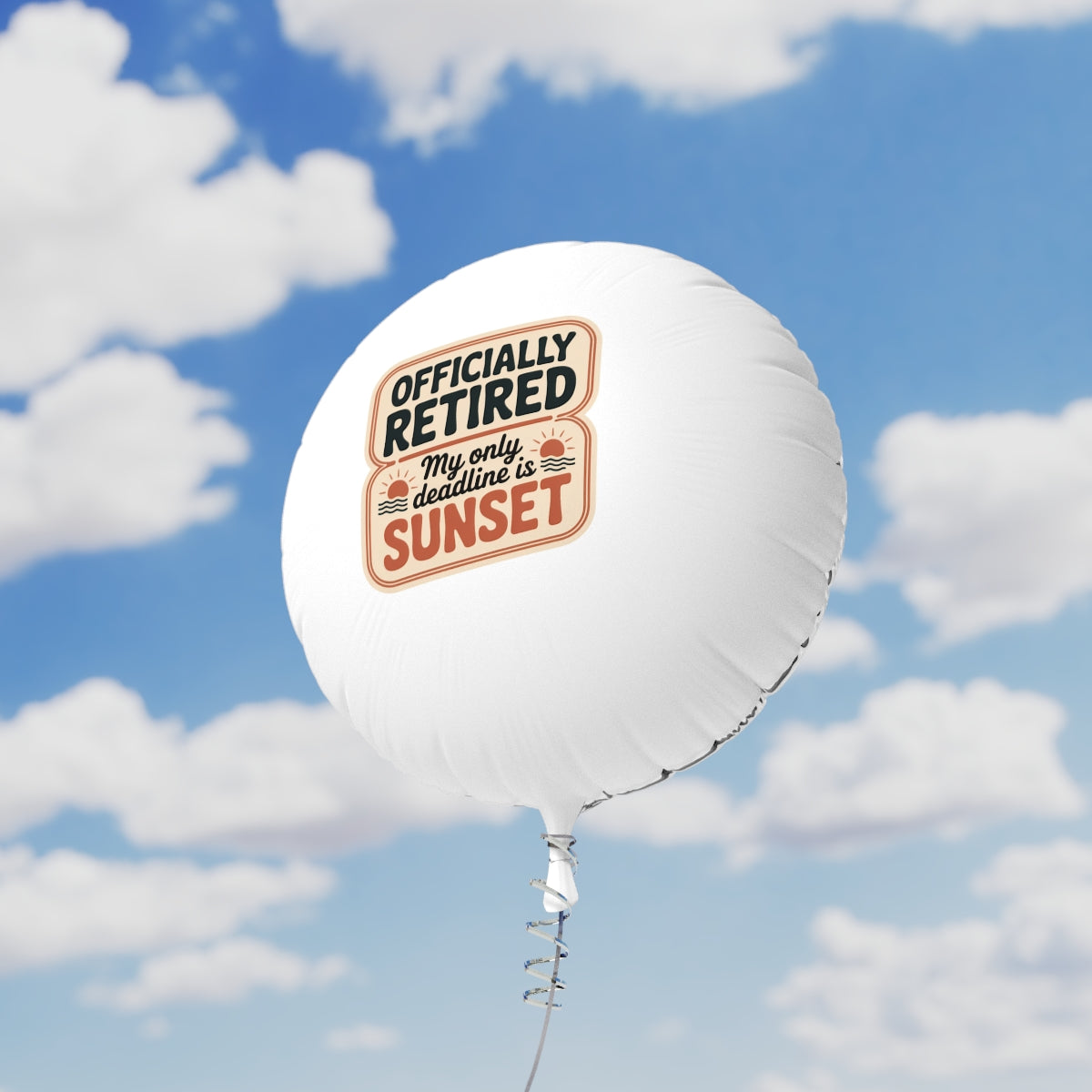 Officially Retired My Only Deadline Is Sunset 22in or 11in Mylar Ballons - Retiree Gifts Retirement Party