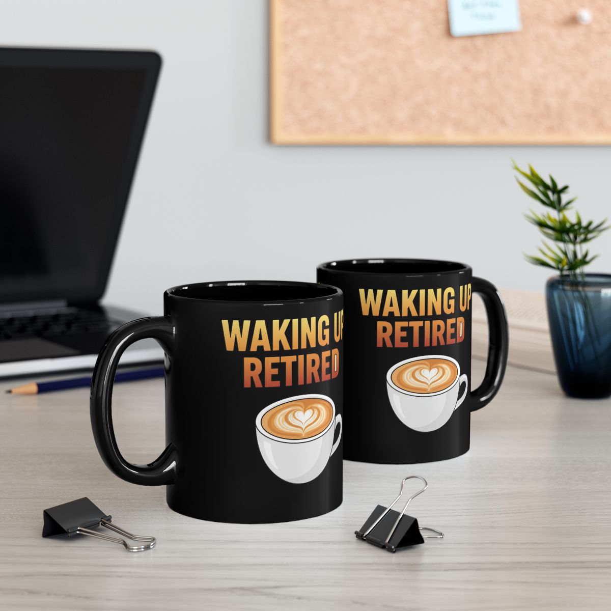 Waking Up Retired Coffee Mug with Latte Art Design