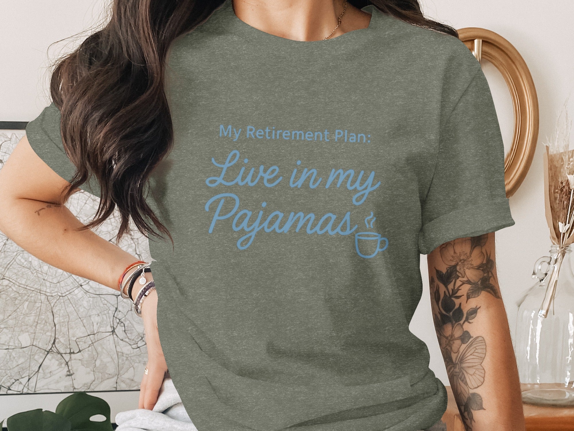 My Retirement Plan Live in my Pajamas | Dark Heaterh Color Bella T-Shirts - Retiree Gifts Retirement Party