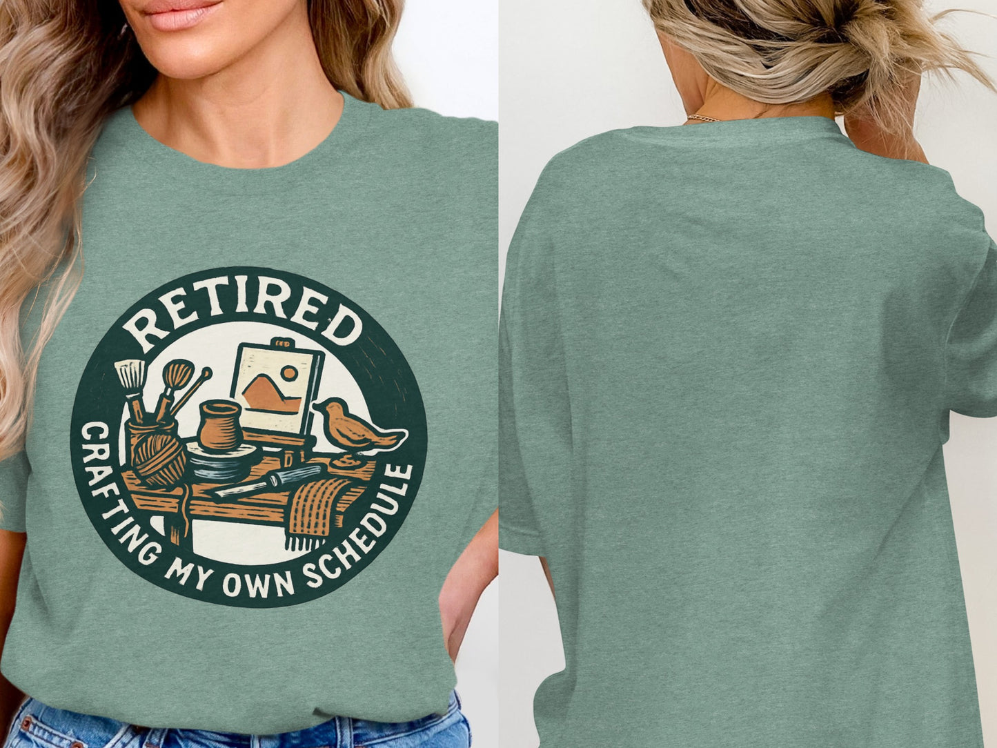Retired Crafting My Own Schedule | Funny Retirement Soft Color Bella T-Shirts - Retiree Gifts Retirement Party