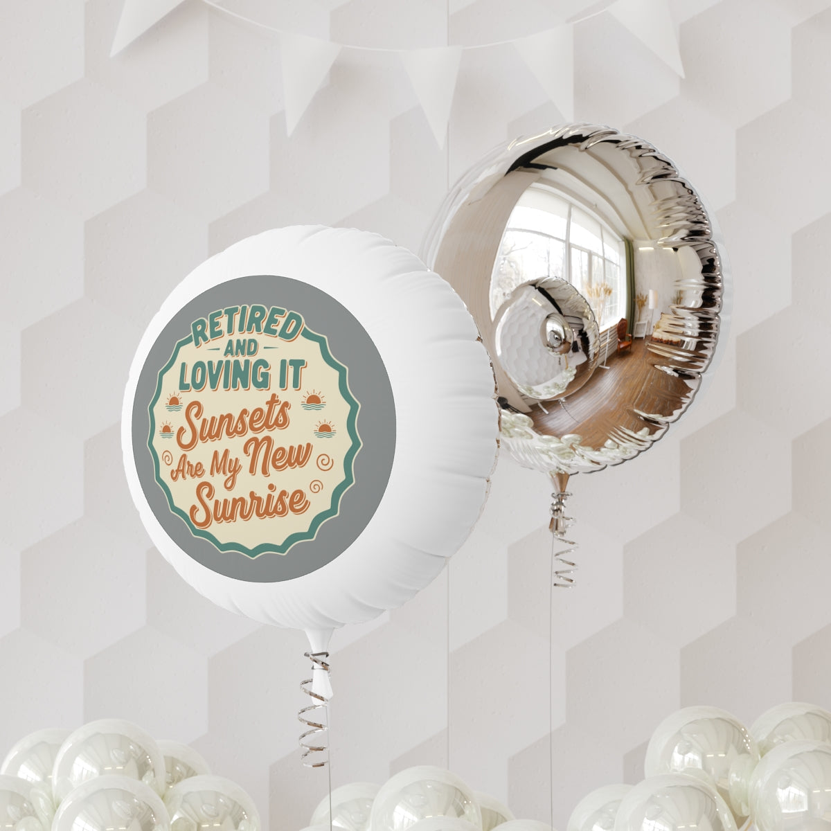 Retired and Loving It Sunsets Are My New Sunrise | Gift Idea | Retirement Theme Design 11in or 22in Mylar Ballon - Retiree Gifts Retirement Party
